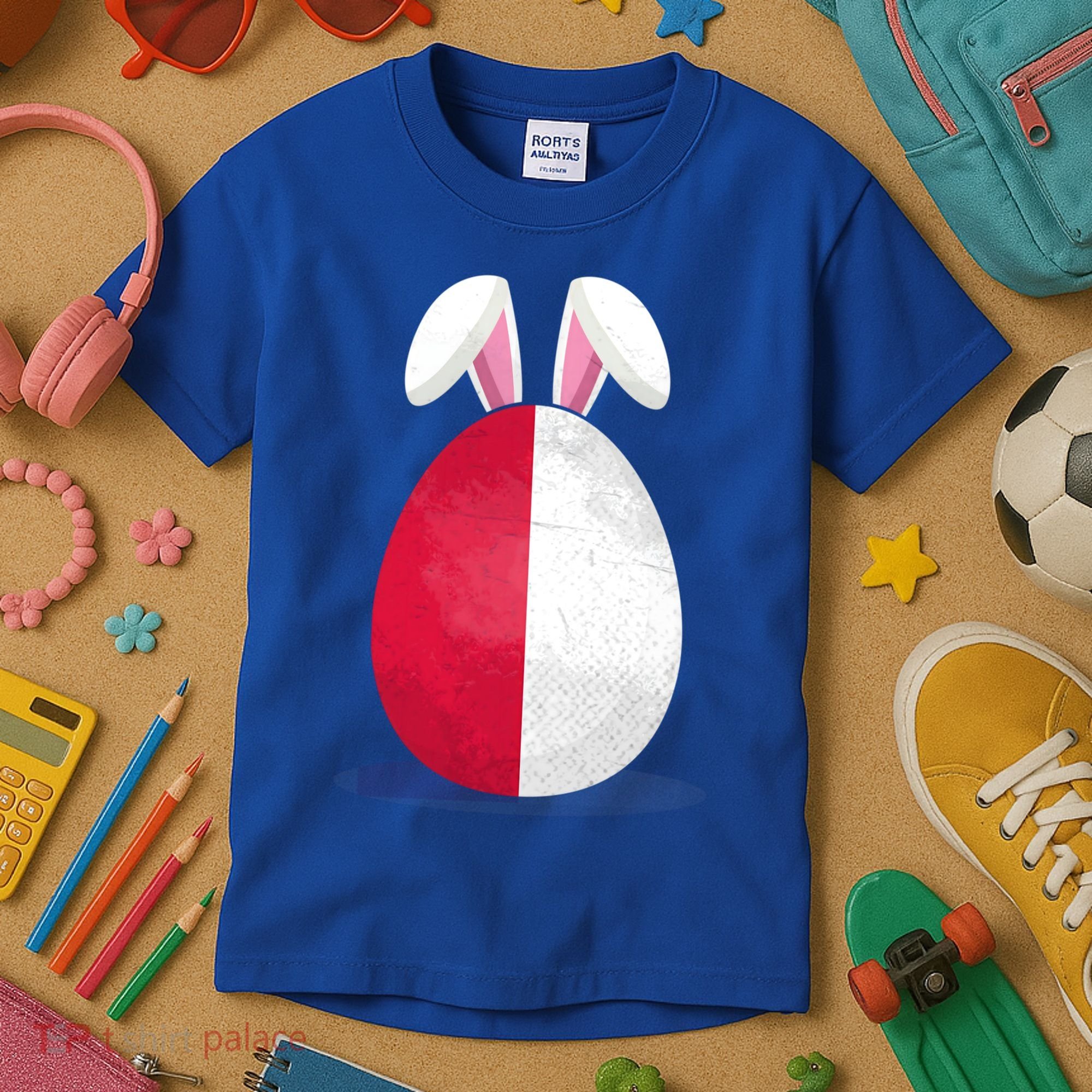 Poland Flag Egg Bunny Ears Polish Easter Sunday Great Gift Kids T-Shirt