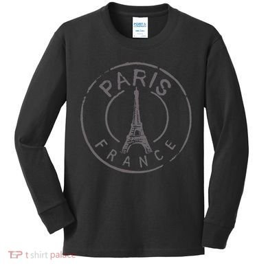 Paris France Eiffel Tower Love Kids Long Sleeve Shirt