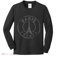 Paris France Eiffel Tower Love Kids Long Sleeve Shirt thumb 0