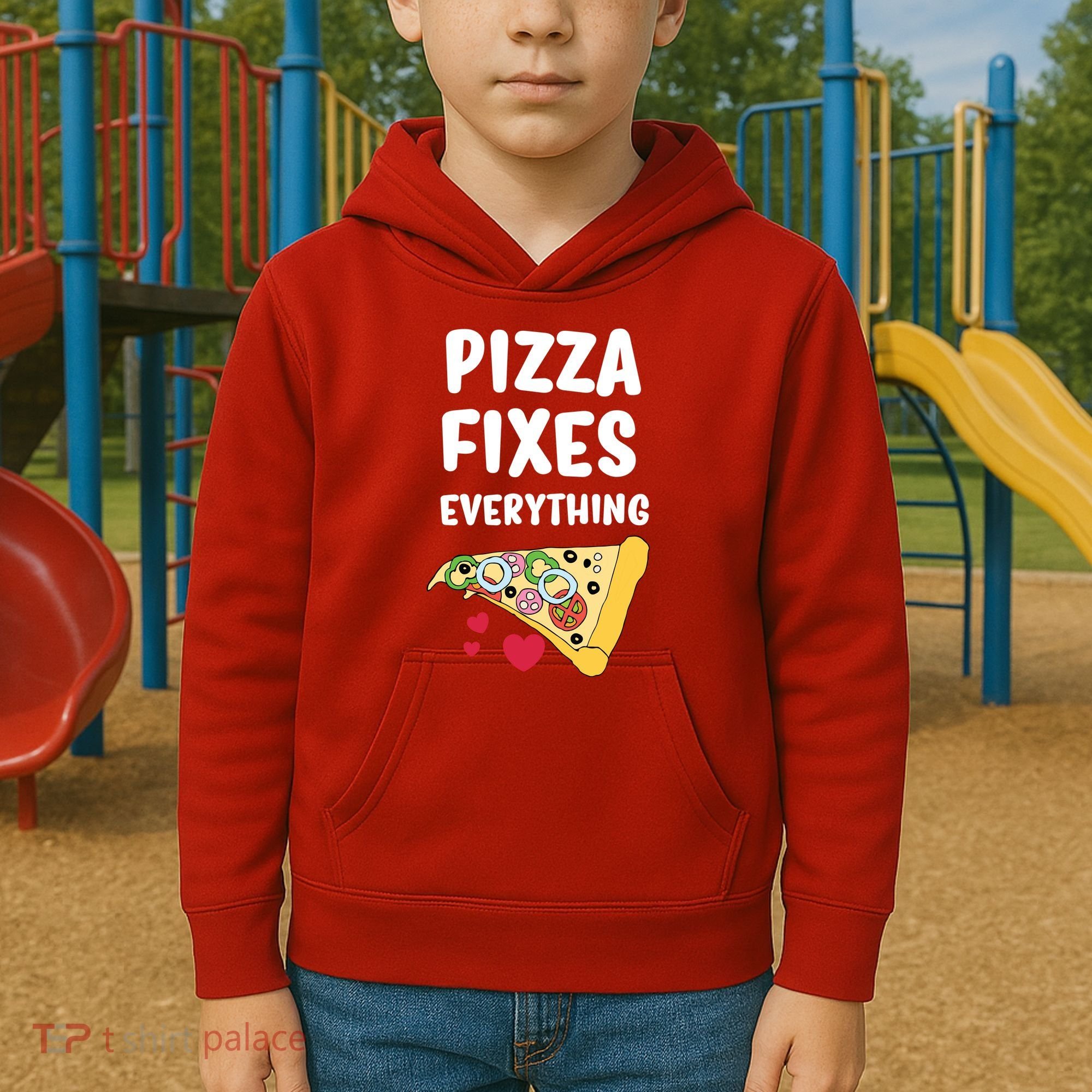 Pizza Fixes Everything Kids Hoodie
