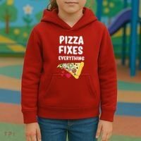 Pizza Fixes Everything Kids Hoodie thumb 3