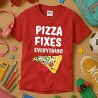 Pizza Fixes Everything Kids T-Shirt thumb 3