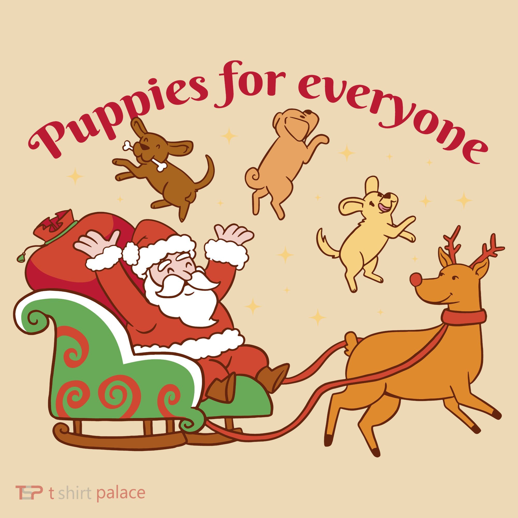 Puppies For Everyone Funny Santa Christmas Tote Bag