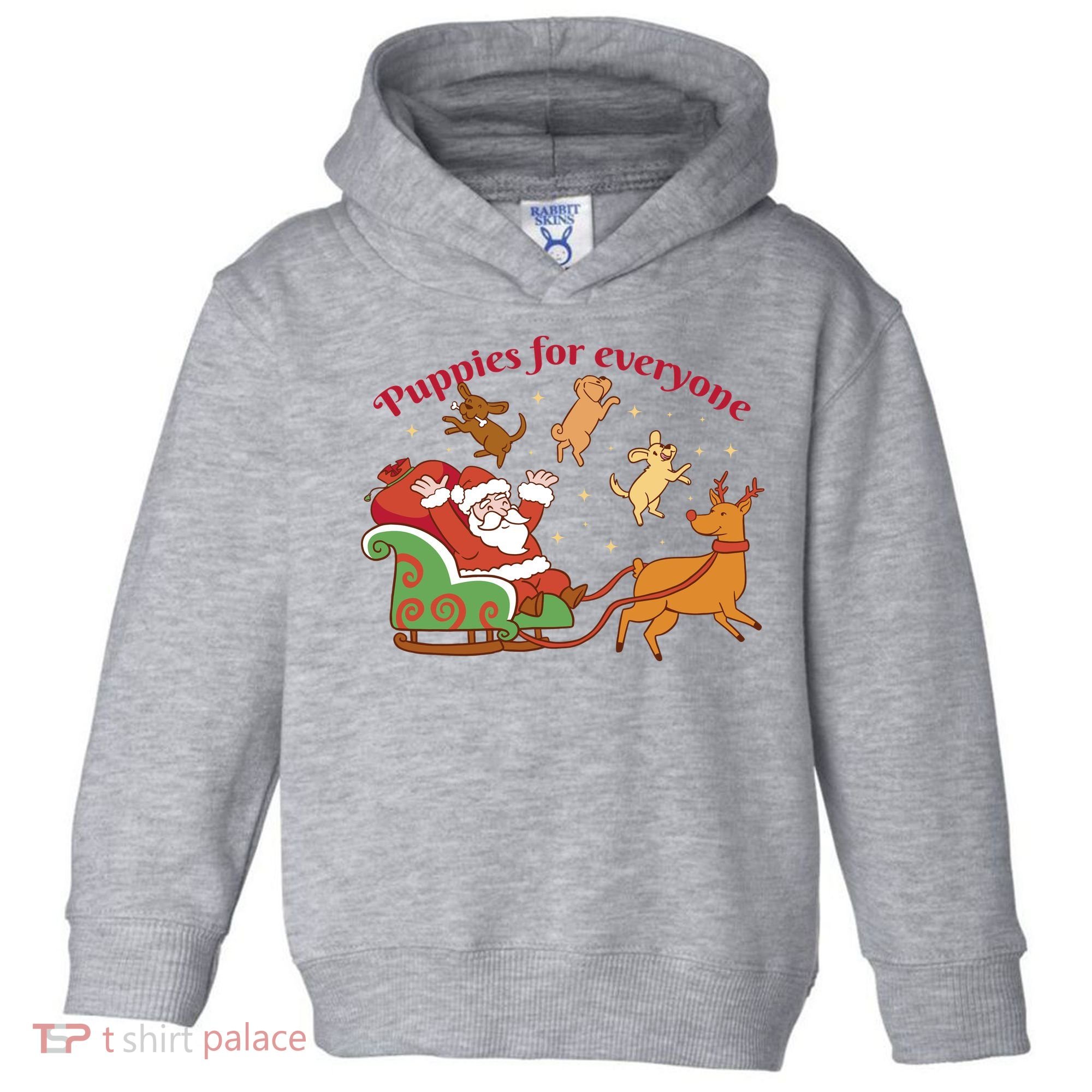 Puppies For Everyone Funny Santa Christmas Toddler Hoodie