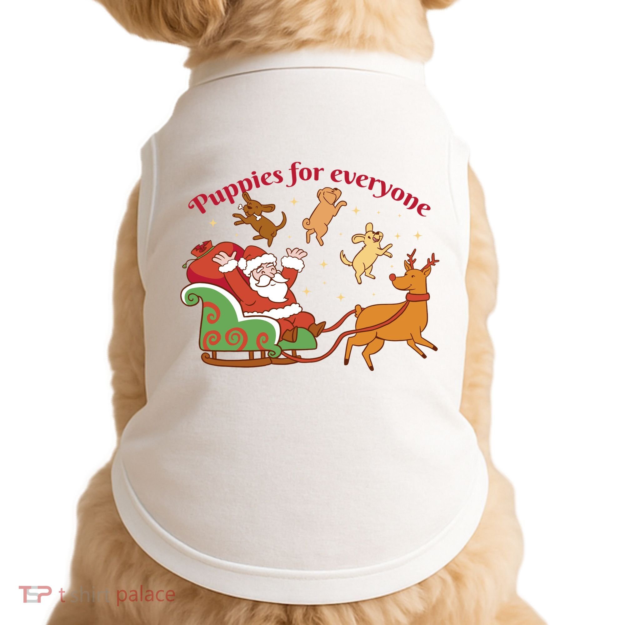 Puppies For Everyone Funny Santa Christmas Doggie Tank