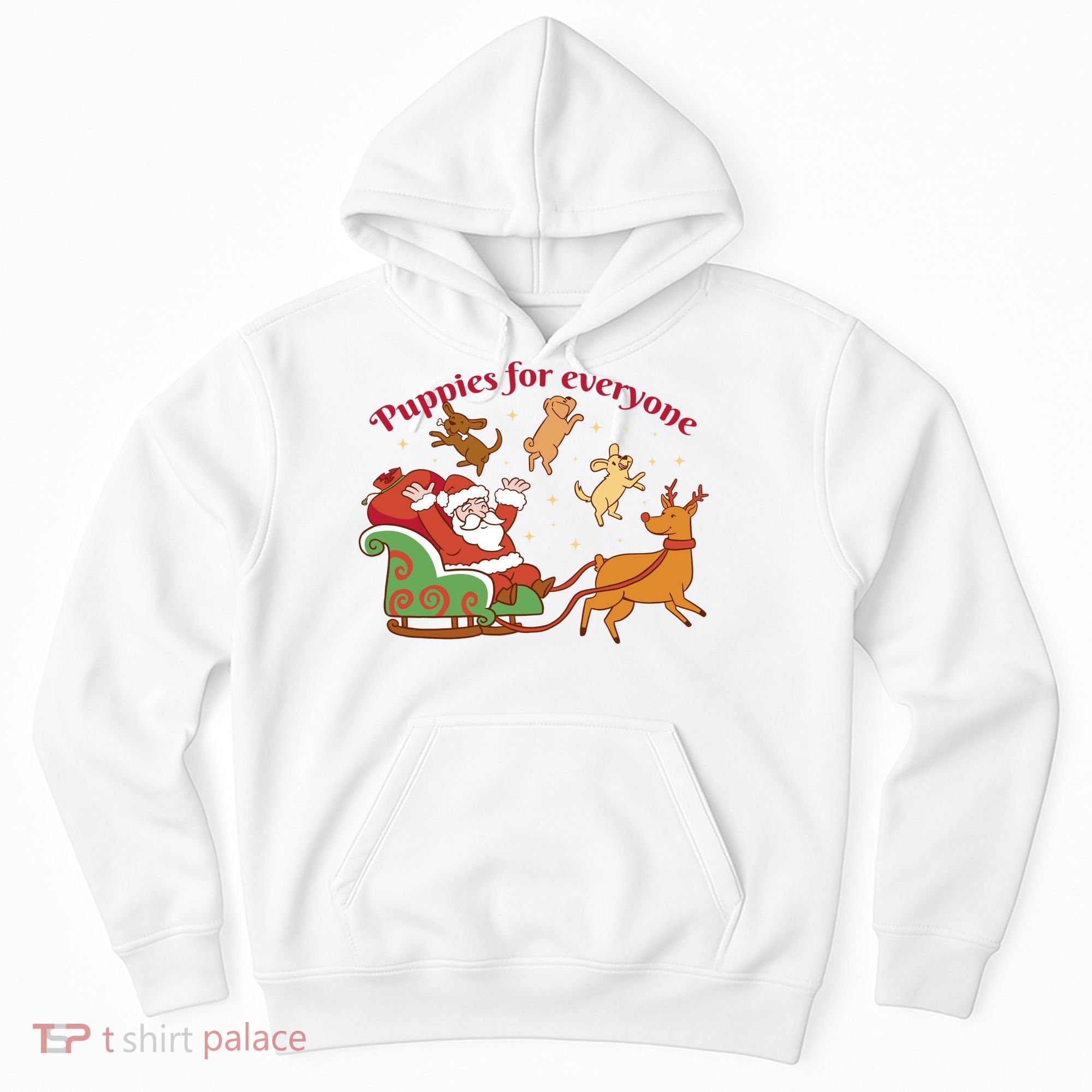 Puppies For Everyone Funny Santa Christmas Hoodie