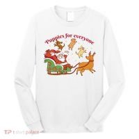 Puppies For Everyone Funny Santa Christmas Long Sleeve Shirt thumb 0