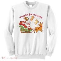 Puppies For Everyone Funny Santa Christmas Sweatshirt thumb 0