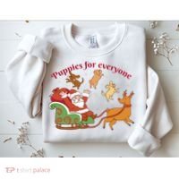 Puppies For Everyone Funny Santa Christmas Sweatshirt thumb 2