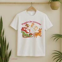 Puppies For Everyone Funny Santa Christmas T-Shirt thumb 2