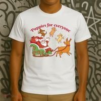 Puppies For Everyone Funny Santa Christmas T-Shirt thumb 3