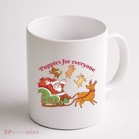 Puppies For Everyone Funny Santa Christmas Coffee Mug thumb 1