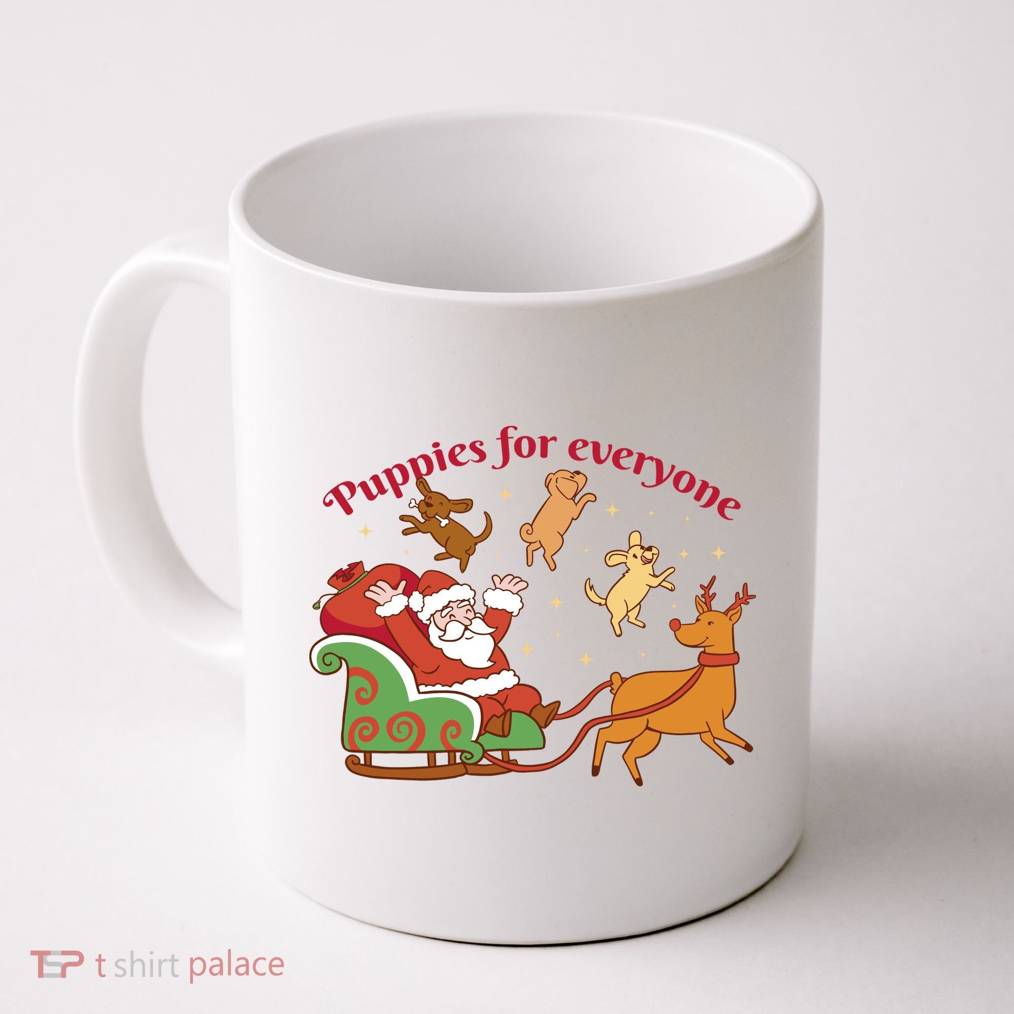 Puppies For Everyone Funny Santa Christmas Coffee Mug