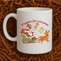Puppies For Everyone Funny Santa Christmas Coffee Mug thumb 2