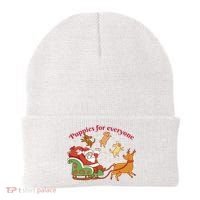 Puppies For Everyone Funny Santa Christmas Beanie thumb 0
