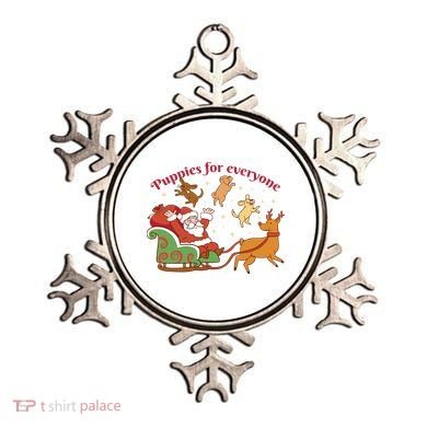 Puppies For Everyone Funny Santa Christmas Ornament