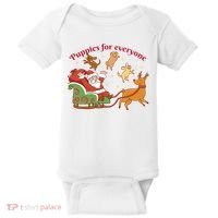 Puppies For Everyone Funny Santa Christmas Baby Bodysuit thumb 0