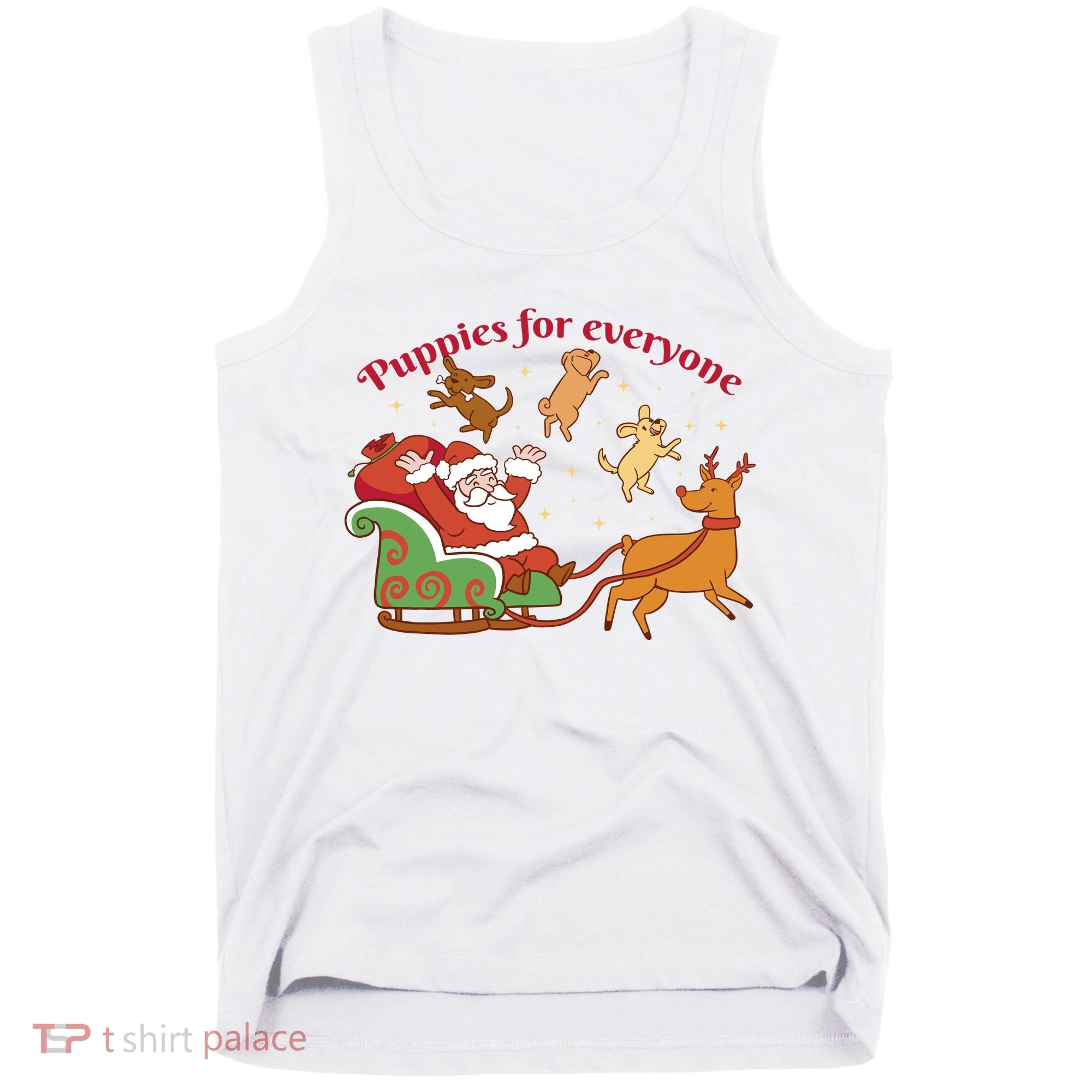 Puppies For Everyone Funny Santa Christmas Tank Top