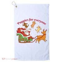 Puppies For Everyone Funny Santa Christmas Golf Towel thumb 0