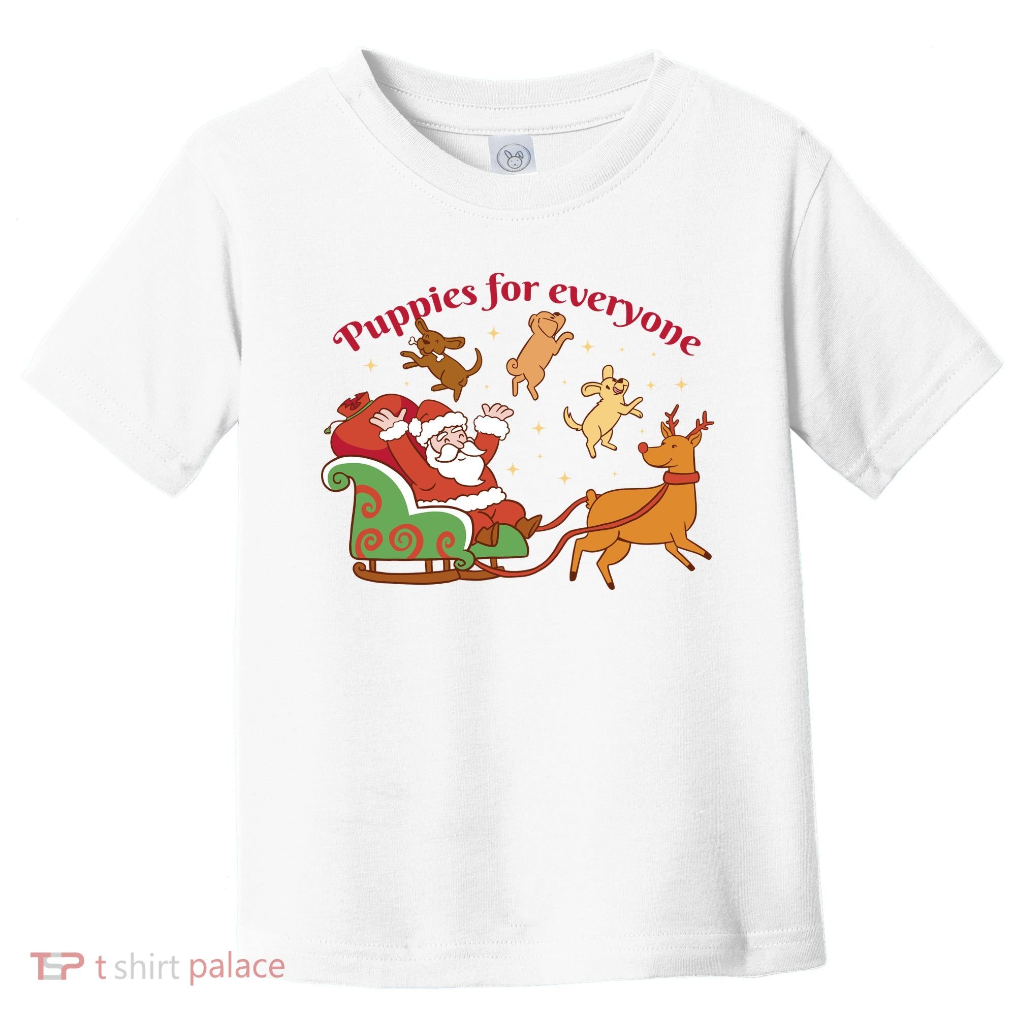 Puppies For Everyone Funny Santa Christmas Toddler T-Shirt