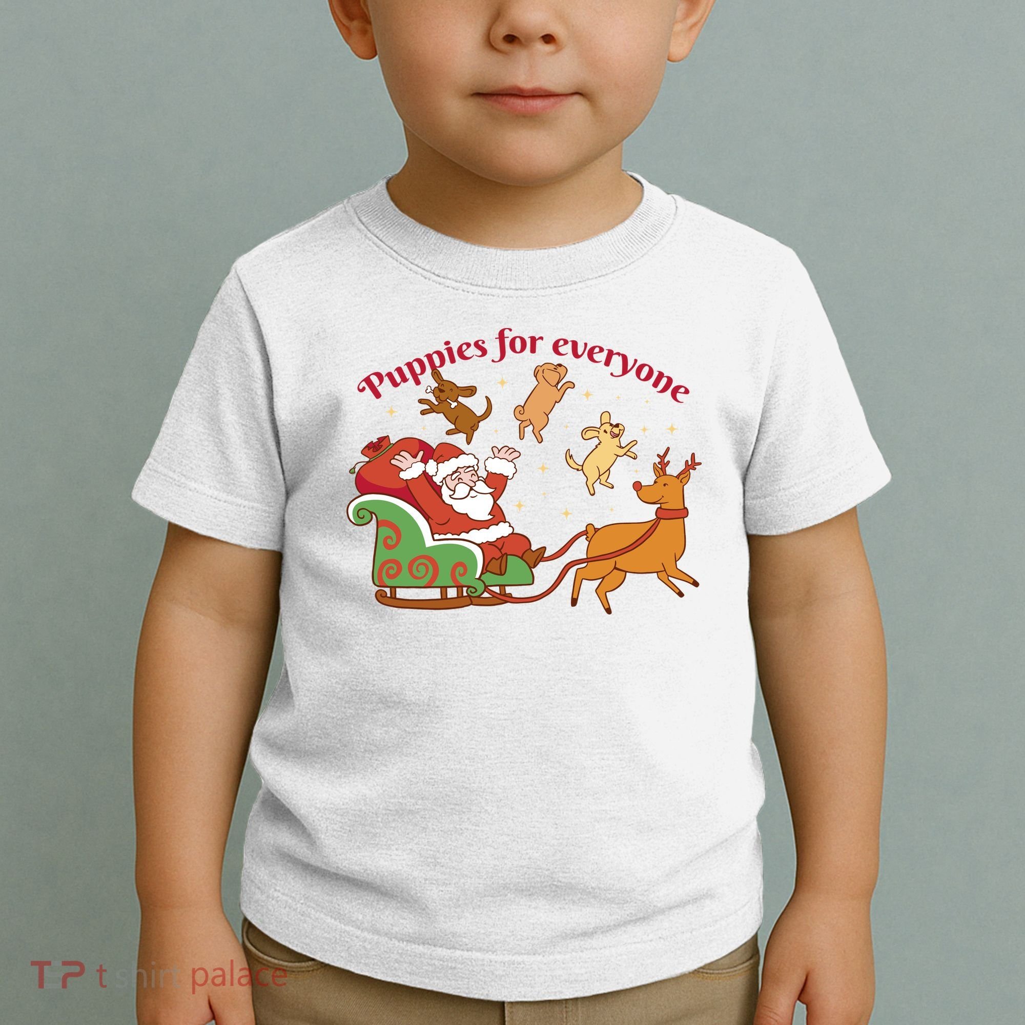 Puppies For Everyone Funny Santa Christmas Toddler T-Shirt