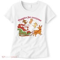 Puppies For Everyone Funny Santa Christmas Women's T-Shirt thumb 0