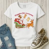 Puppies For Everyone Funny Santa Christmas Women's T-Shirt thumb 3