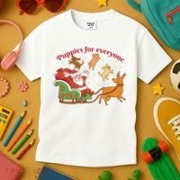 Puppies For Everyone Funny Santa Christmas Kids T-Shirt thumb 3