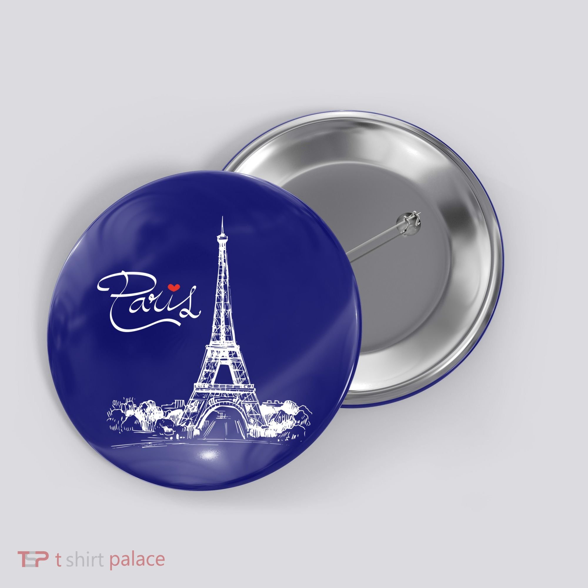 Paris France Eiffel Tower I Love Paris French Souvenir Gift Button