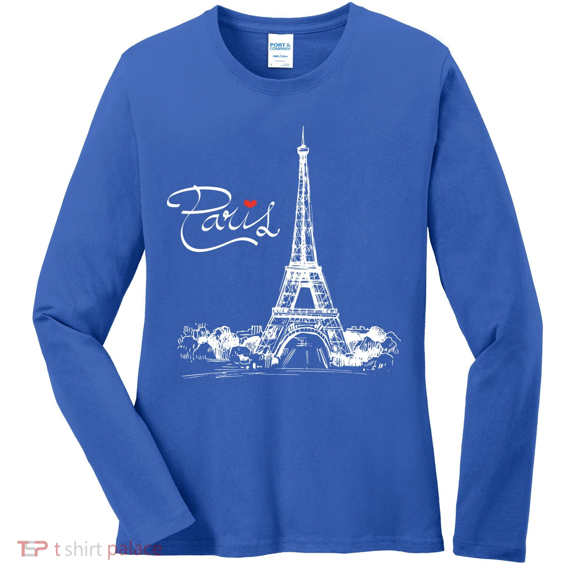 Paris France Eiffel Tower I Love Paris French Souvenir Gift Women's Long Sleeve Shirt