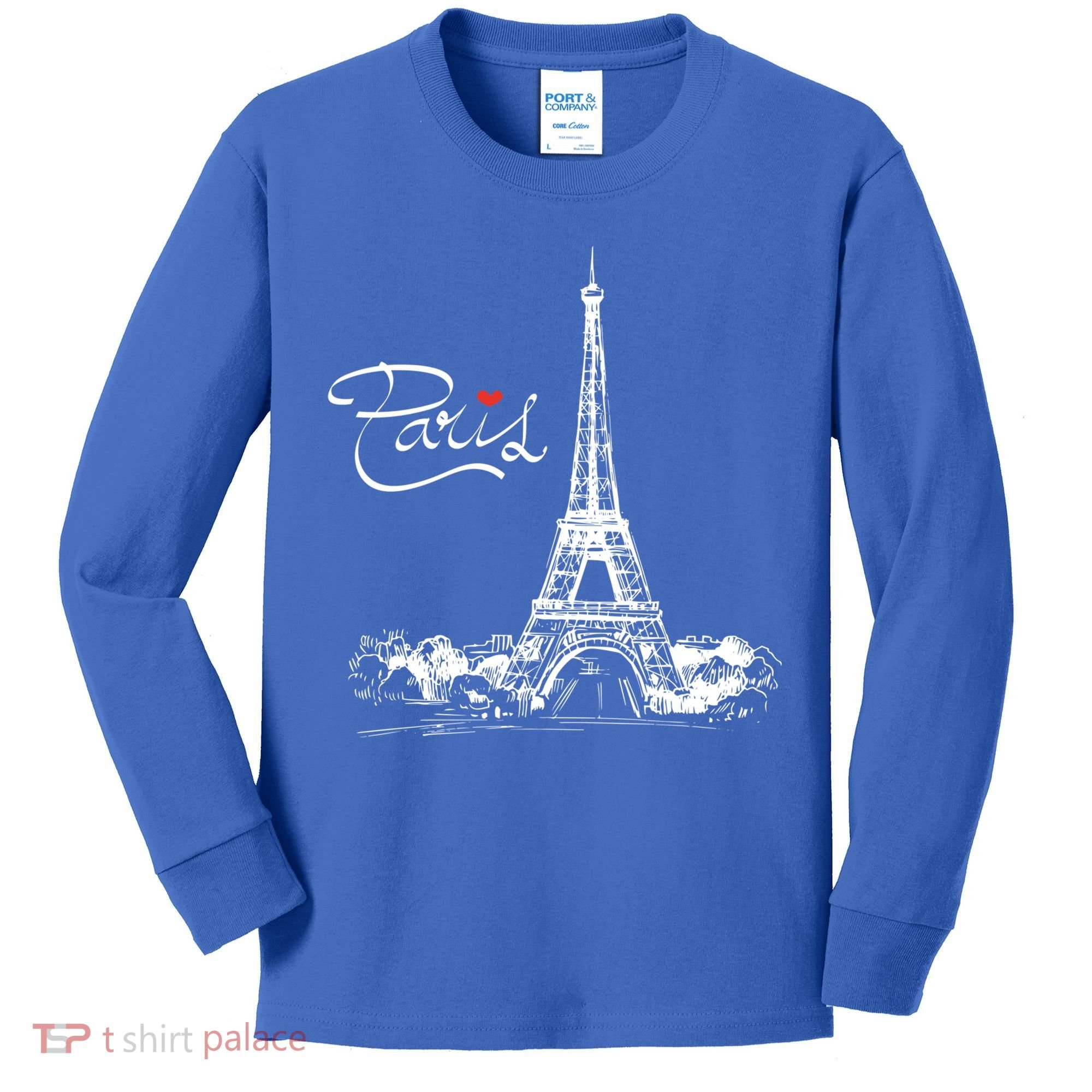 Paris France Eiffel Tower I Love Paris French Souvenir Gift Kids Long Sleeve Shirt
