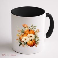 Pumpkin Fall Floral Festive Coffee Mug thumb 1