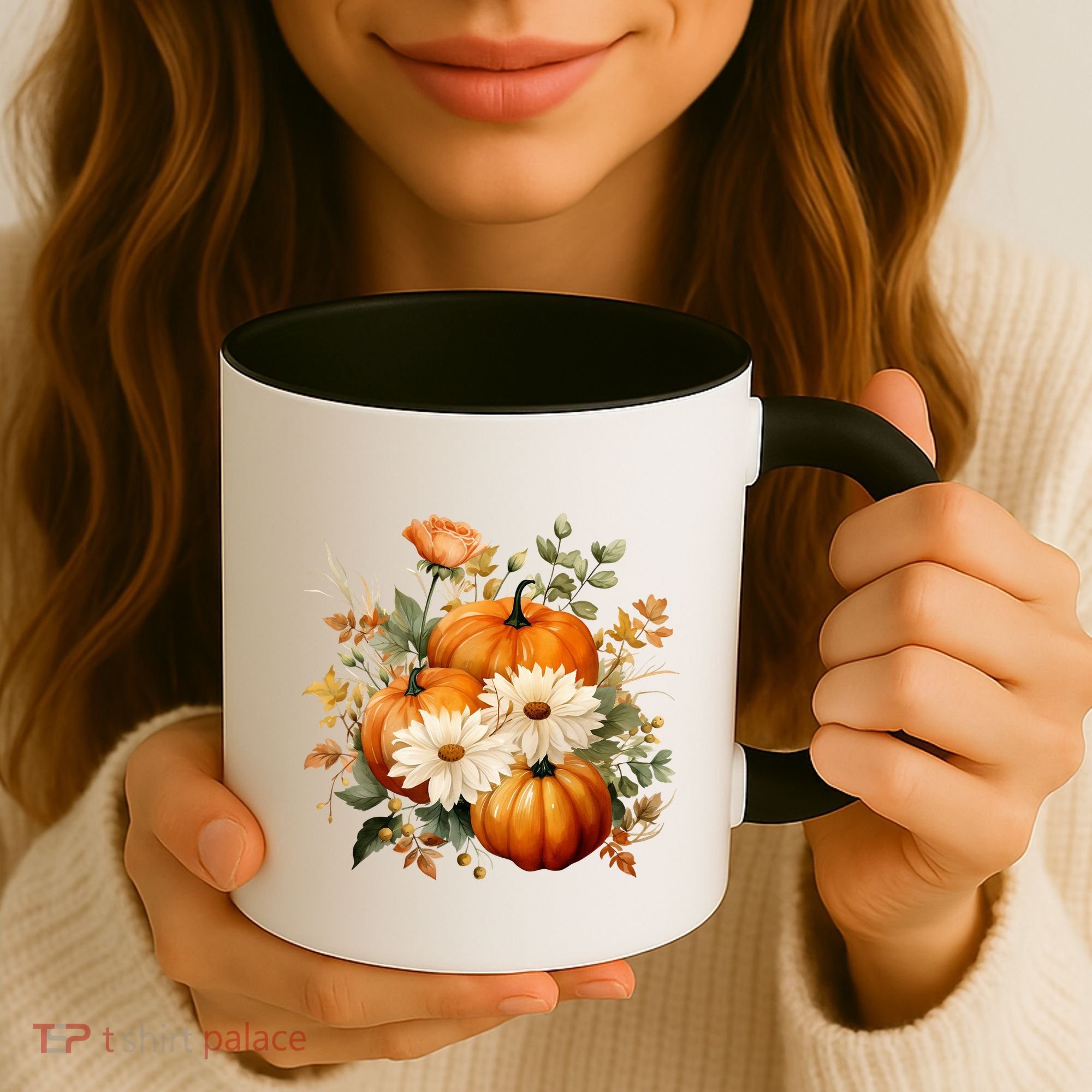 Pumpkin Fall Floral Festive Coffee Mug