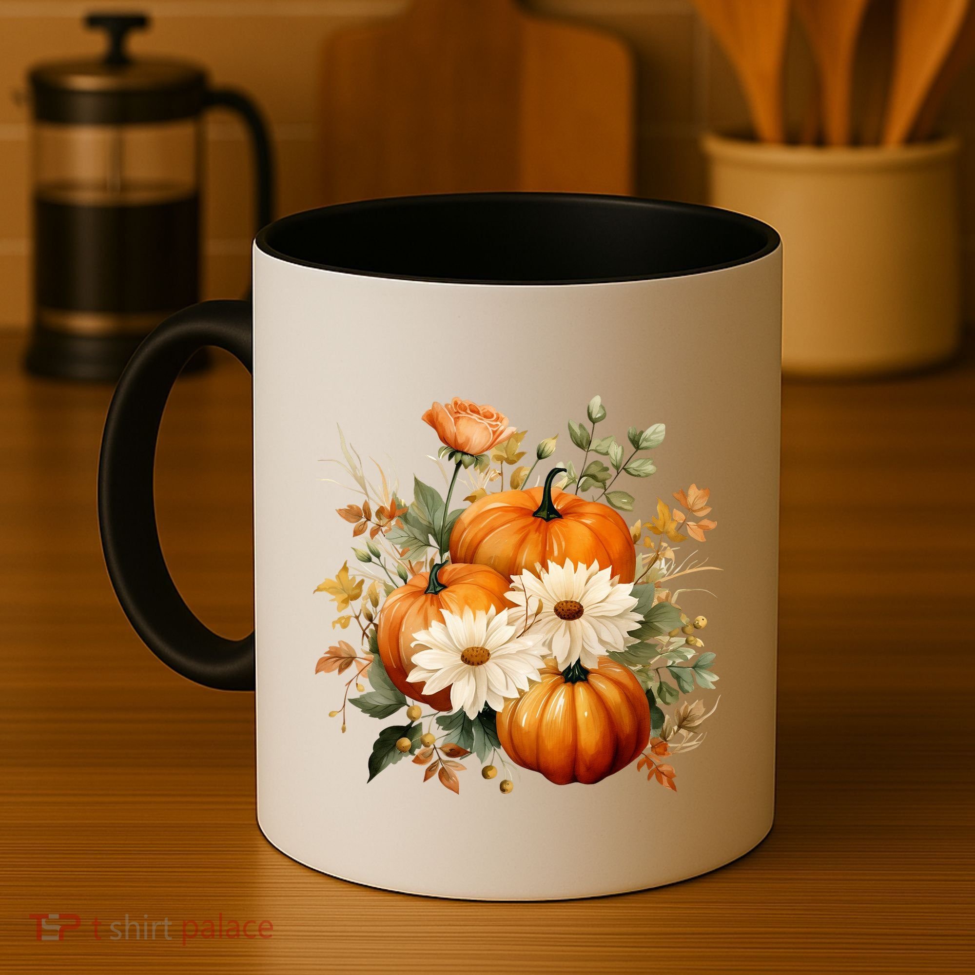 Pumpkin Fall Floral Festive Coffee Mug