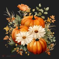 Pumpkin Fall Floral Festive Beanie thumb 2