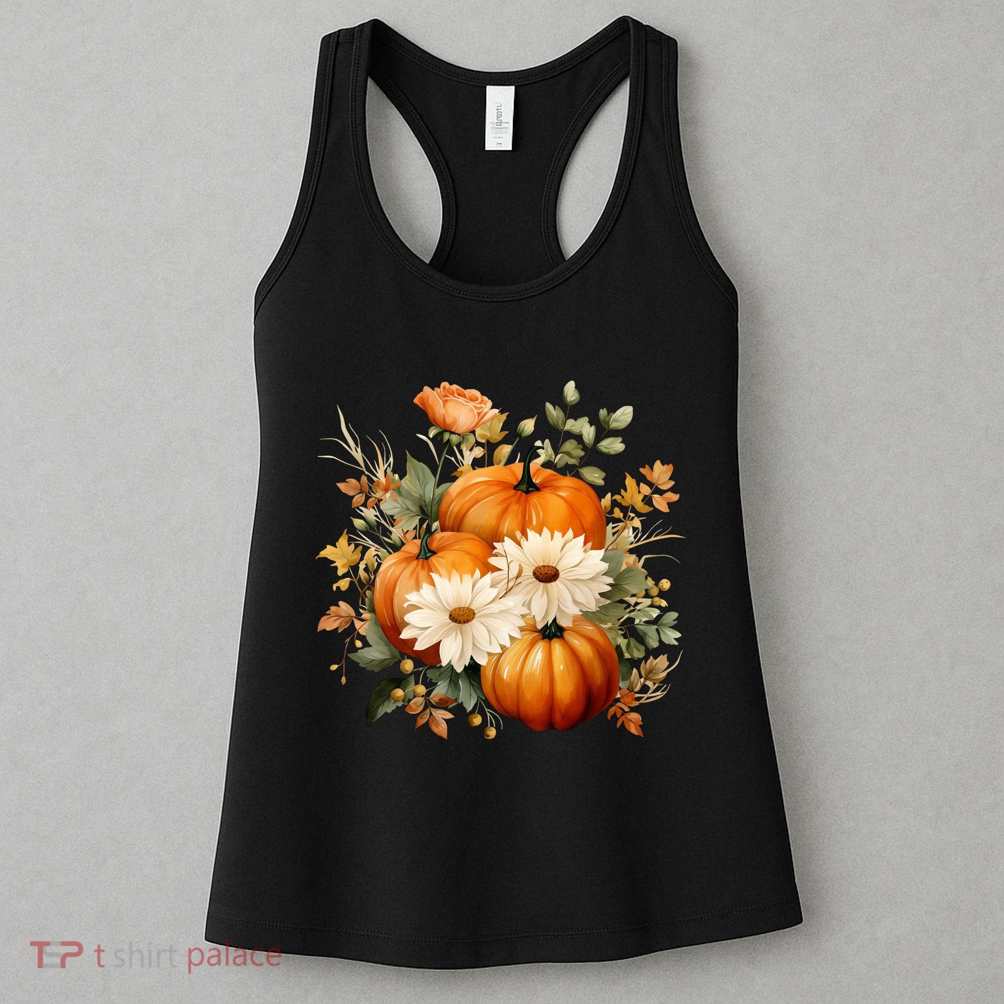 Pumpkin Fall Floral Festive Women's Tank Top