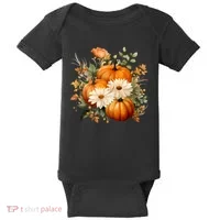 Pumpkin Fall Floral Festive Baby Bodysuit thumb 0