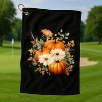 Pumpkin Fall Floral Festive Golf Towel thumb 1