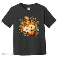Pumpkin Fall Floral Festive Toddler T-Shirt thumb 0