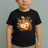 Pumpkin Fall Floral Festive Toddler T-Shirt thumb 2