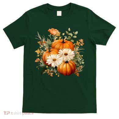Pumpkin Fall Floral Festive T-Shirt