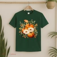 Pumpkin Fall Floral Festive T-Shirt thumb 2