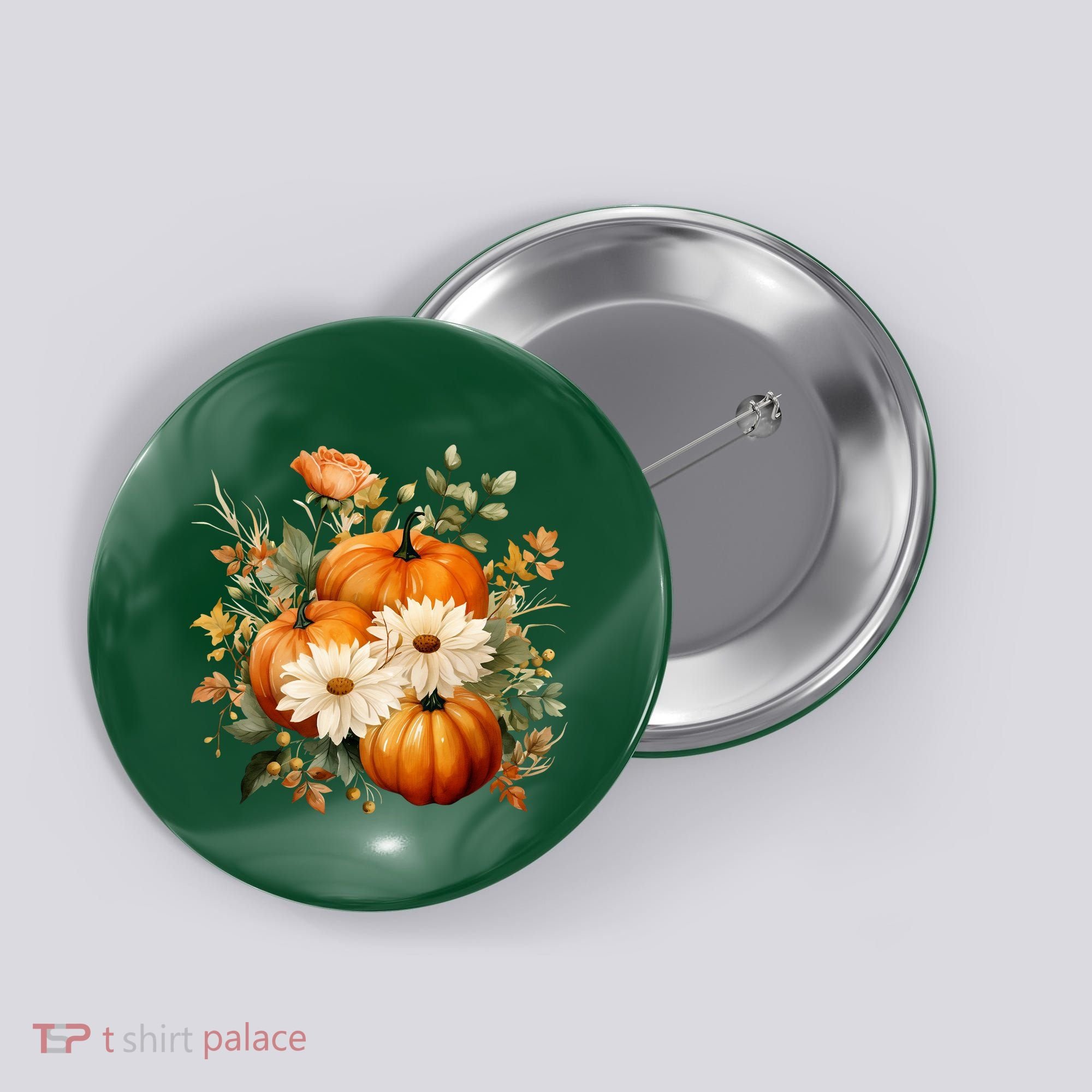 Pumpkin Fall Floral Festive Button