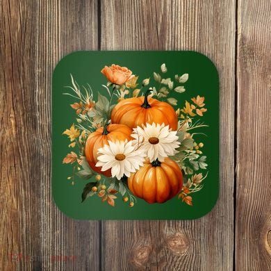 Pumpkin Fall Floral Festive Coaster