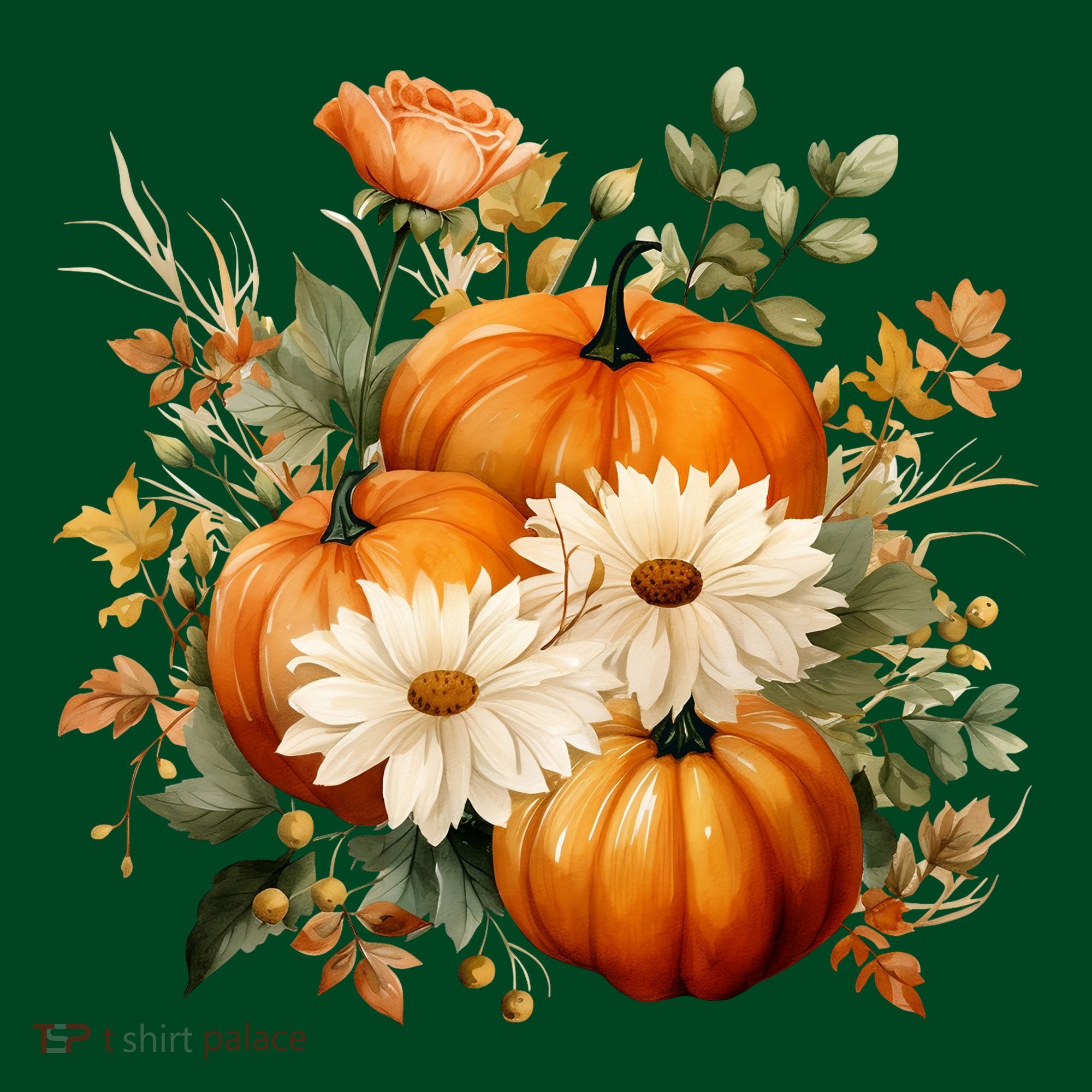 Pumpkin Fall Floral Festive Polo