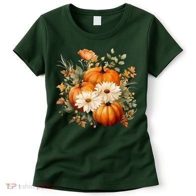 Pumpkin Fall Floral Festive Women's T-Shirt