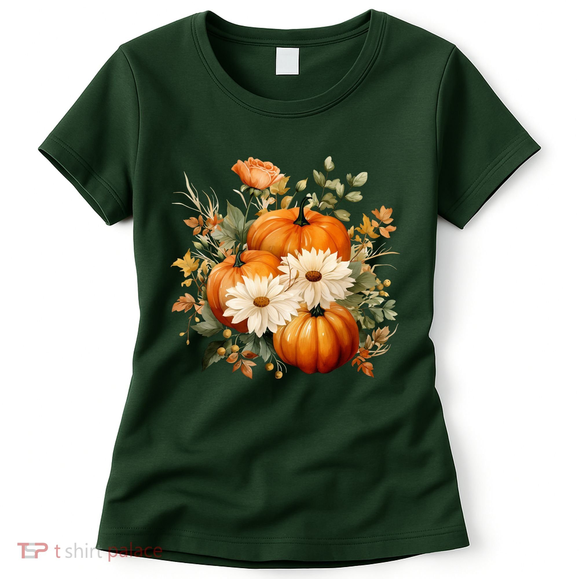 Pumpkin Fall Floral Festive Women's T-Shirt