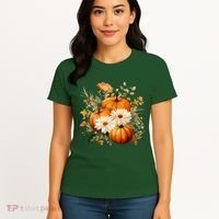 Pumpkin Fall Floral Festive Women's T-Shirt thumb 4