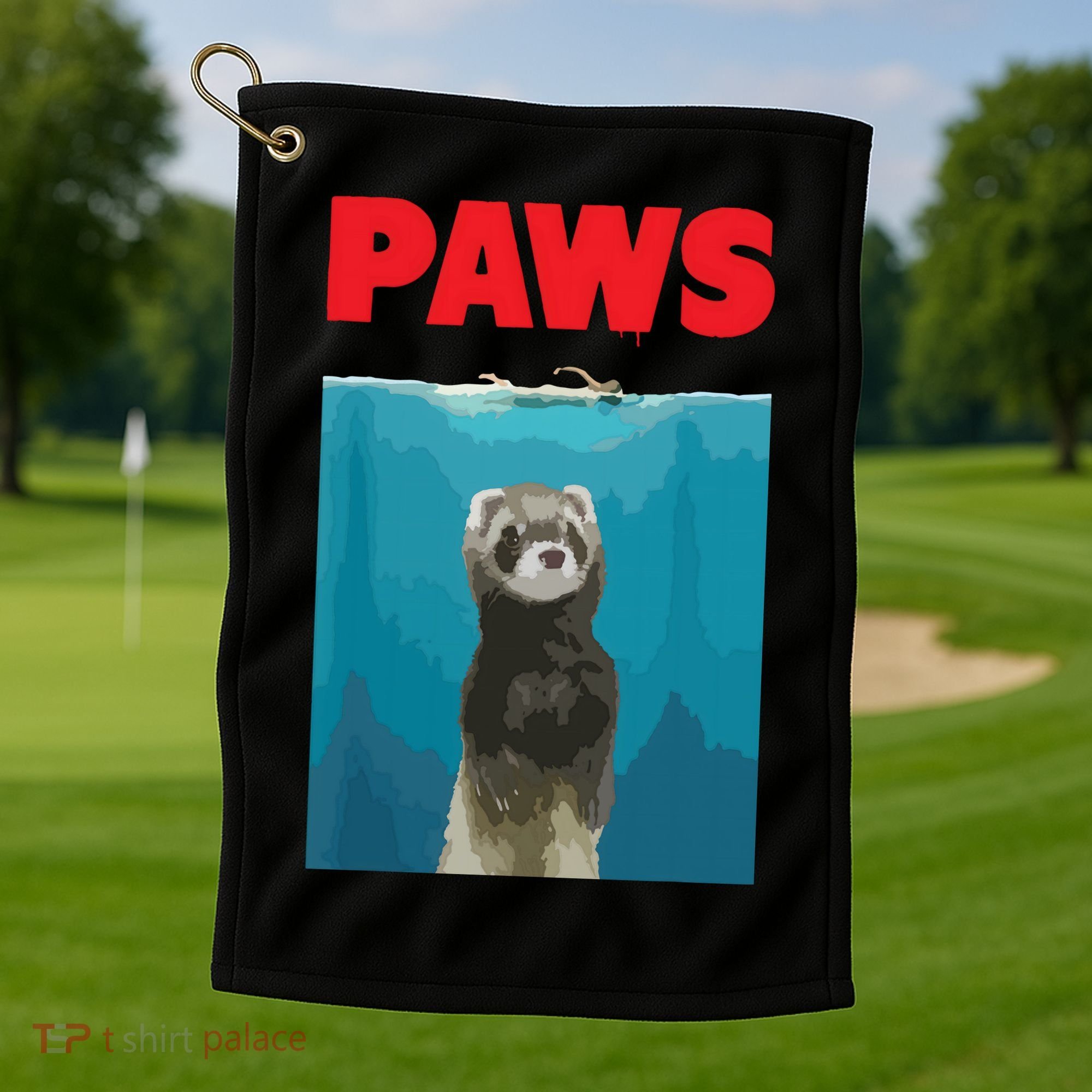 Paws Ferret Funny Parody Ferret Lover Gift Golf Towel