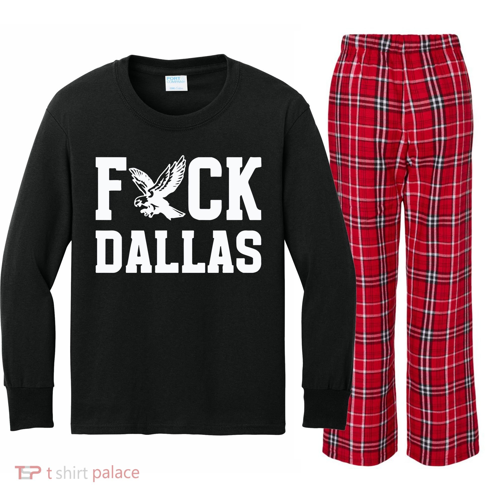 Philadelphia Football Fuck Dallas Kids Long Sleeve Plaid Pajama Set
